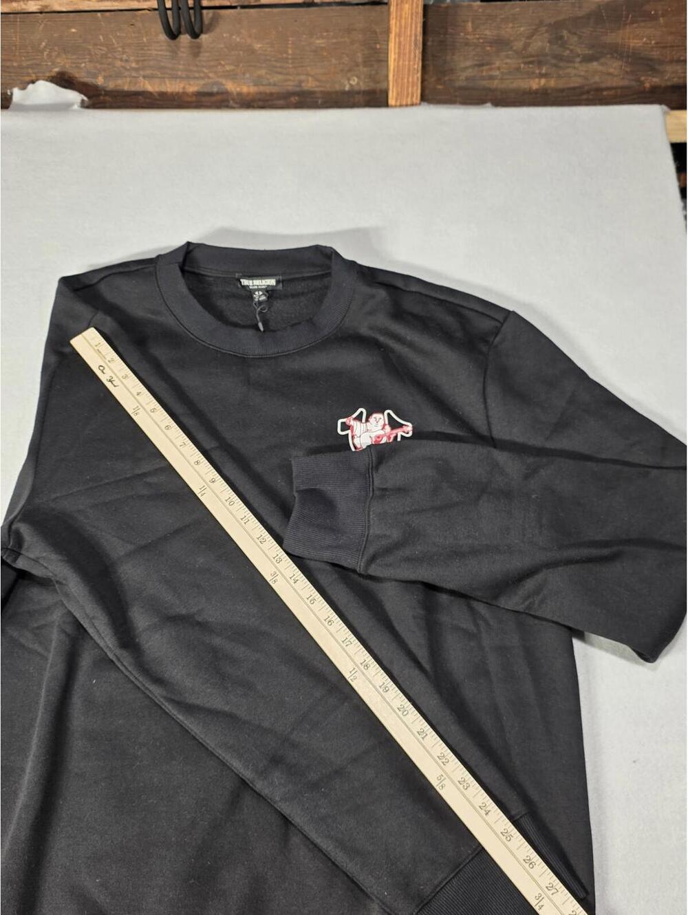 True Religion Men's 3XL Jet Black Bold Sweatshirt Crewneck Buddha Guitar NWT - Picture 8 of 12
